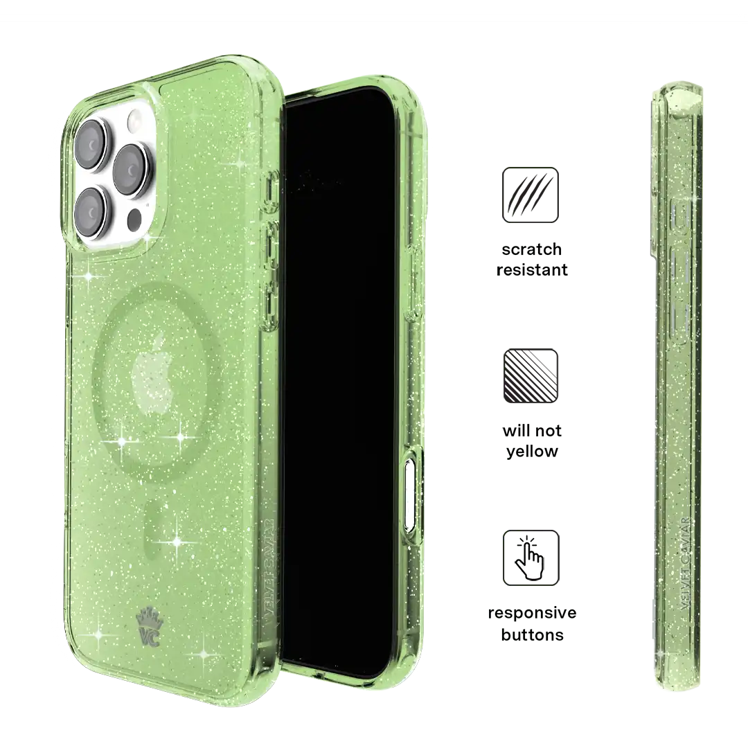 Lime Stardust Glitter iPhone Case
