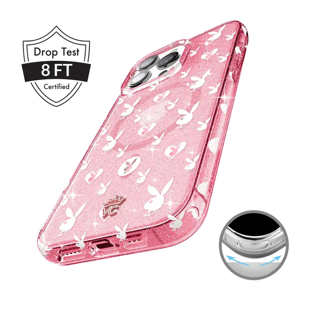 Playboy Pink Bunny Glitter iPhone Case