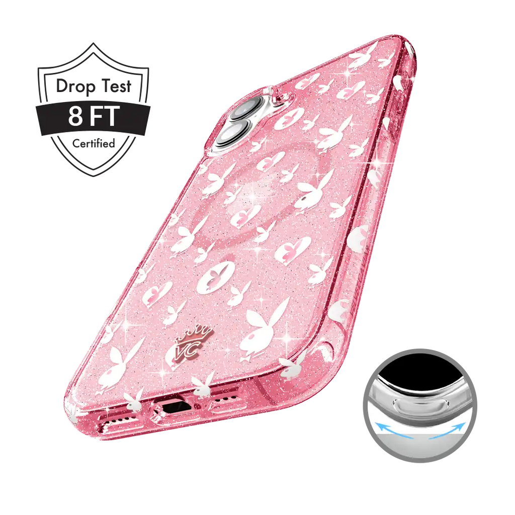 Playboy Pink Bunny Glitter iPhone Case