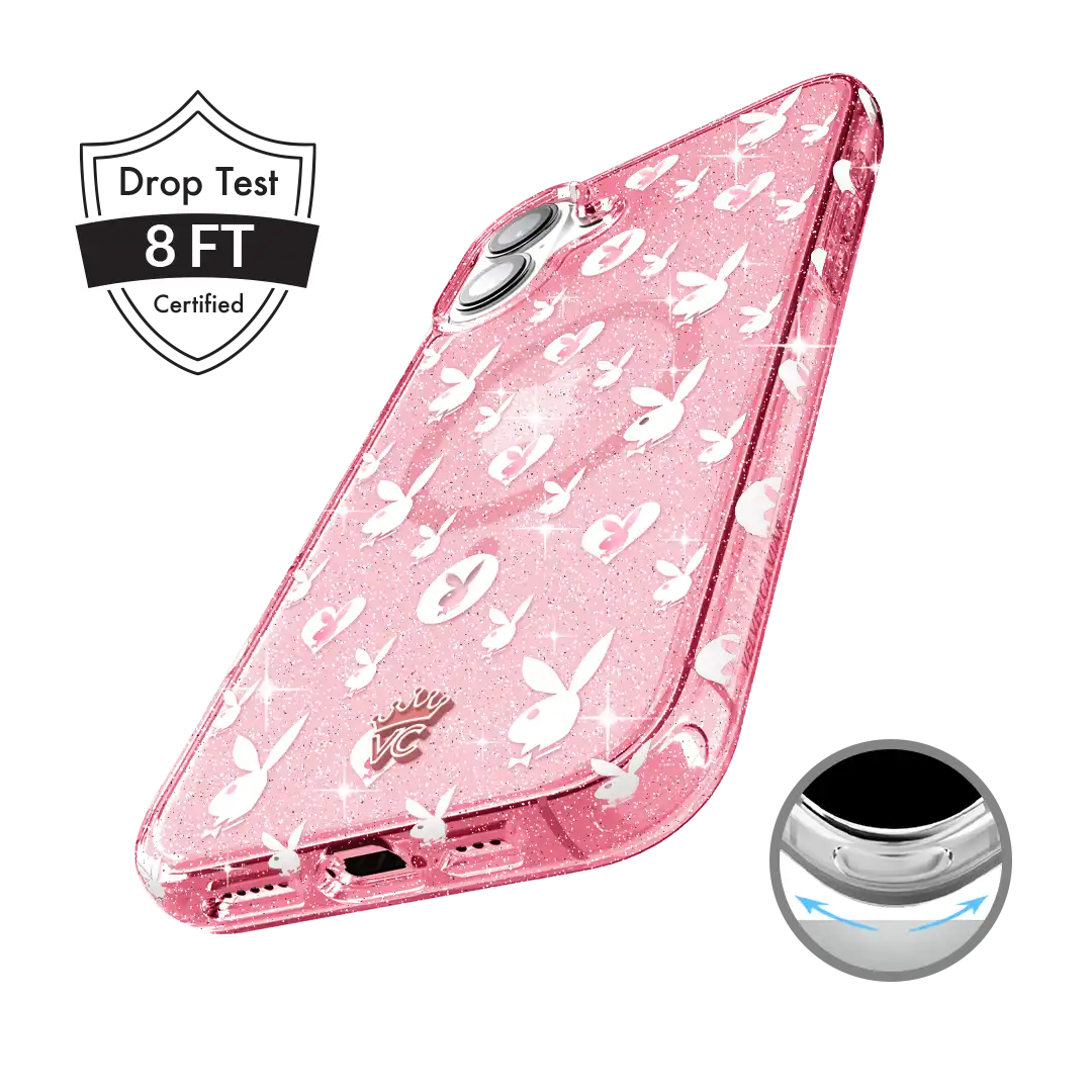 Playboy Pink Bunny Glitter iPhone Case