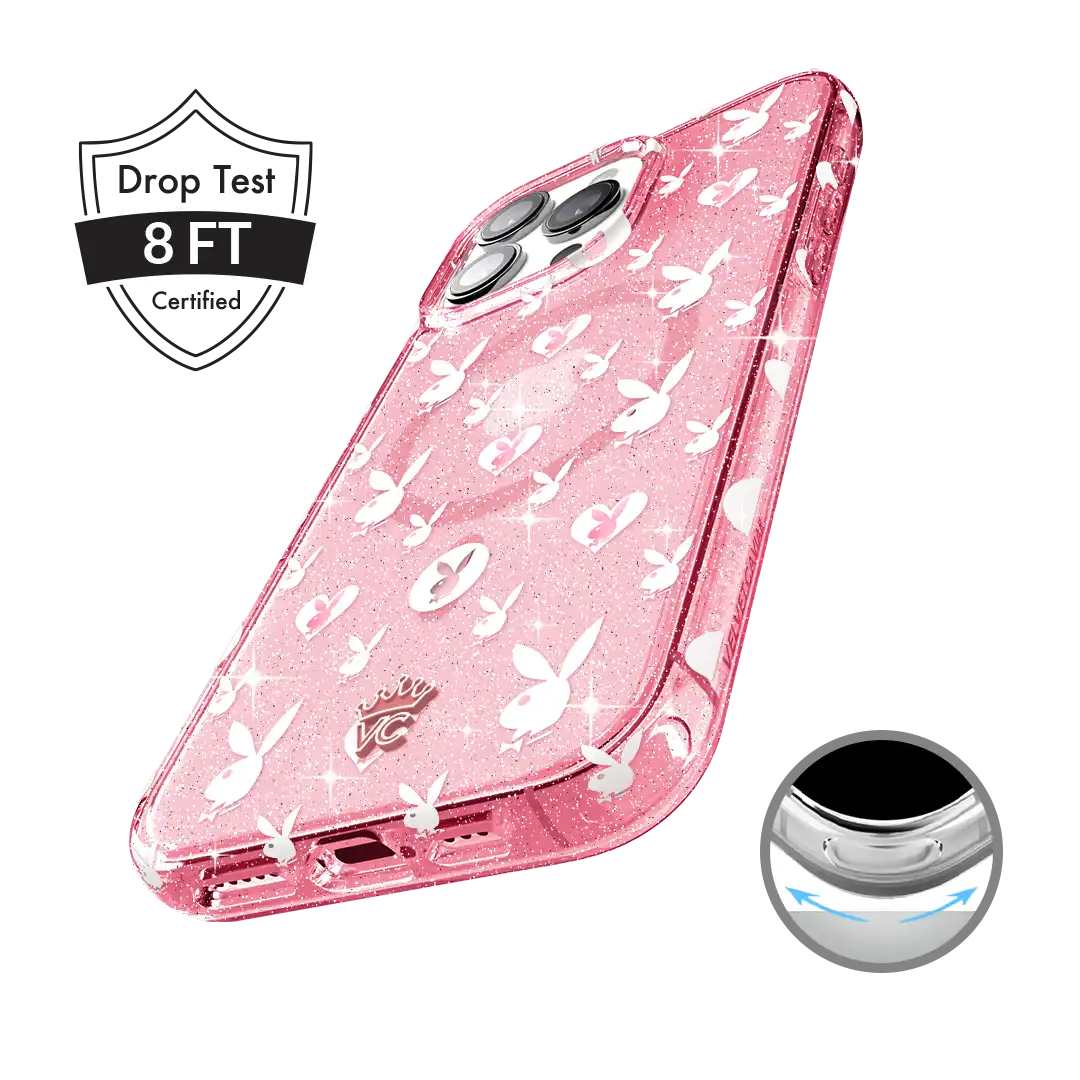 Playboy Pink Bunny Glitter iPhone Case