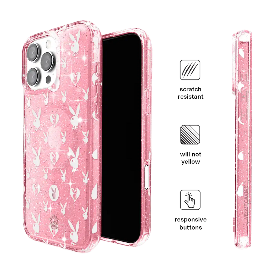 Playboy Pink Bunny Glitter iPhone Case
