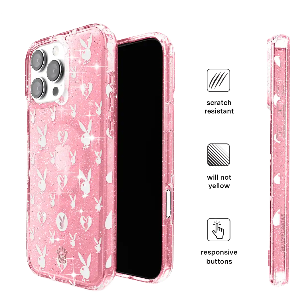 Playboy Pink Bunny Glitter iPhone Case