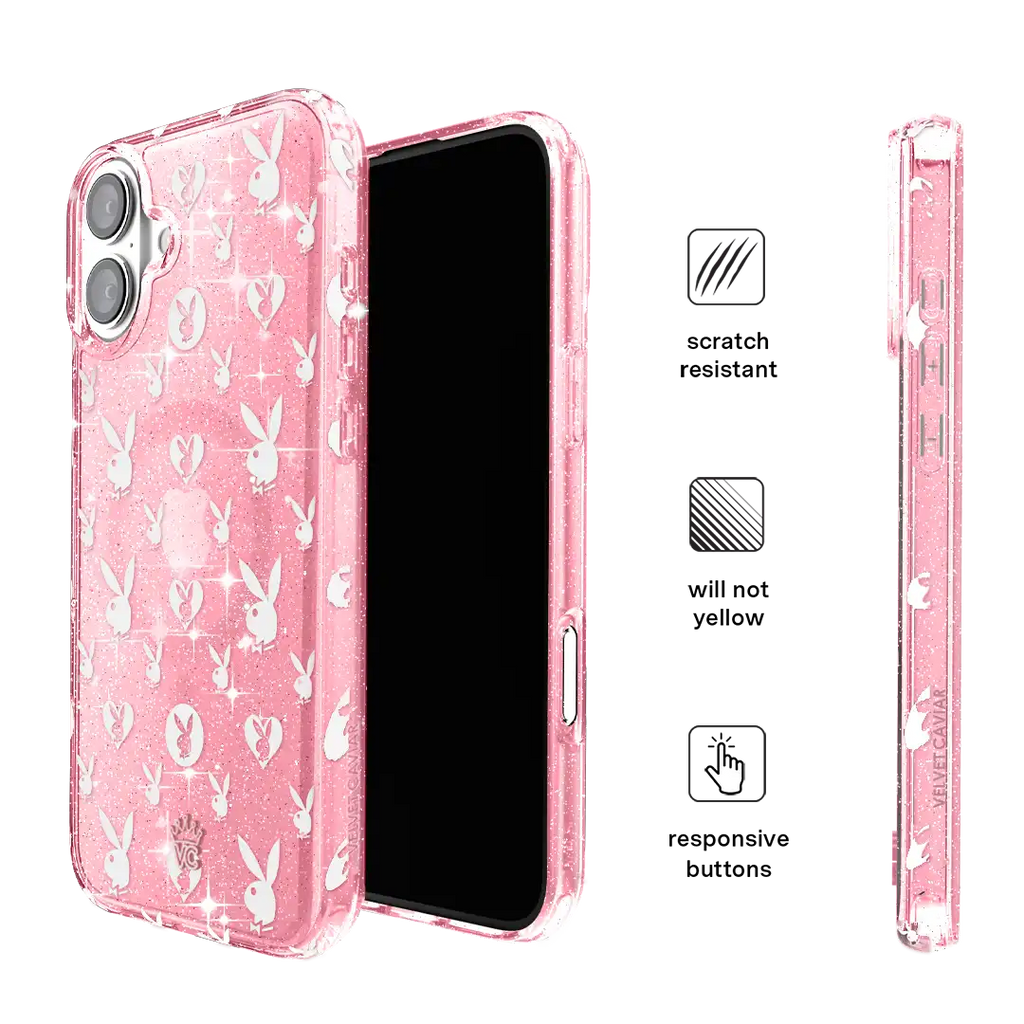 Playboy Pink Bunny Glitter iPhone Case