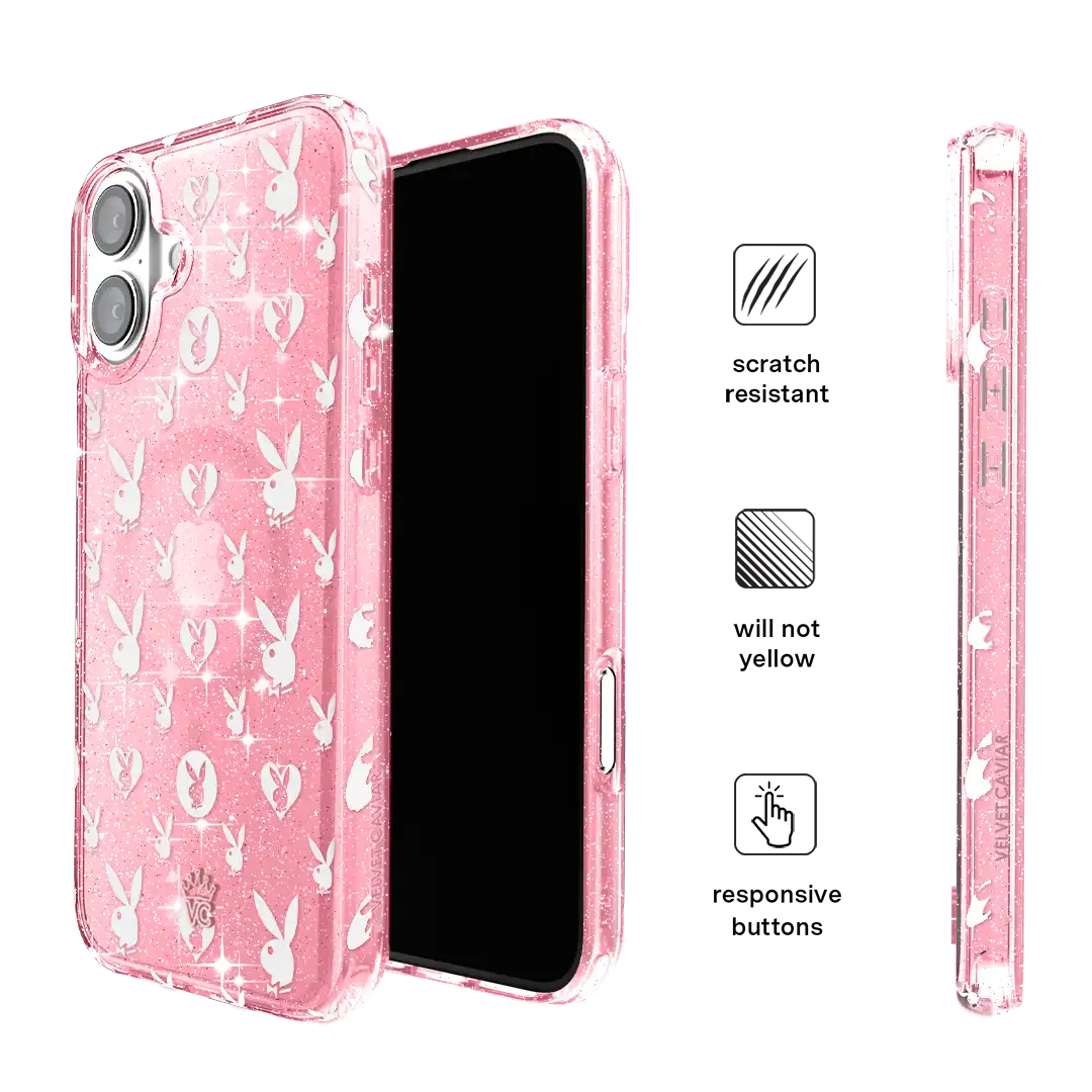 Playboy Pink Bunny Glitter iPhone Case