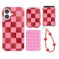 Rose Vibe Checkered iPhone Bundle Set - Wallet