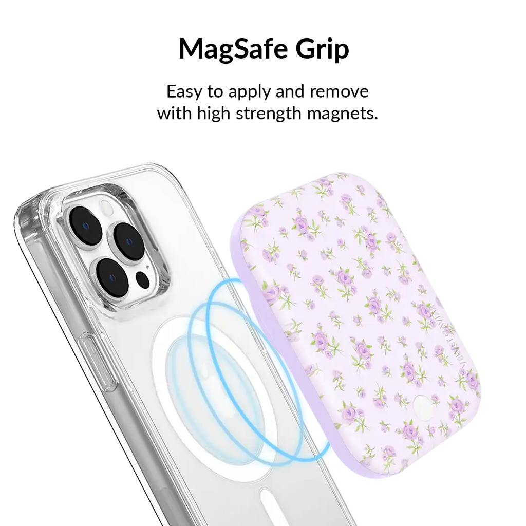 Dainty Lilac Floral Portable MagSafe Charger Power Pack