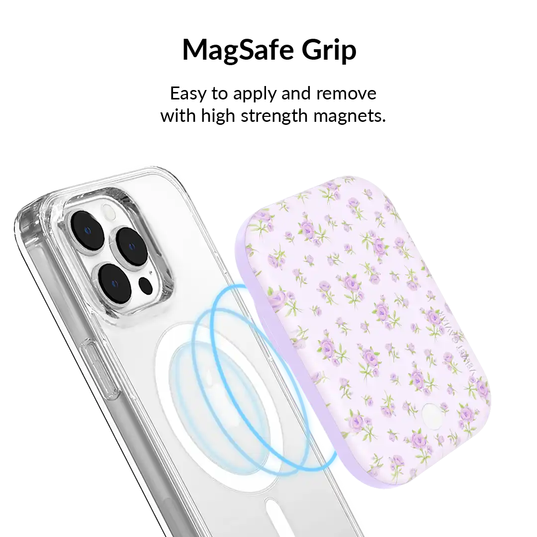 Dainty Lilac Floral Portable MagSafe Charger Power Pack