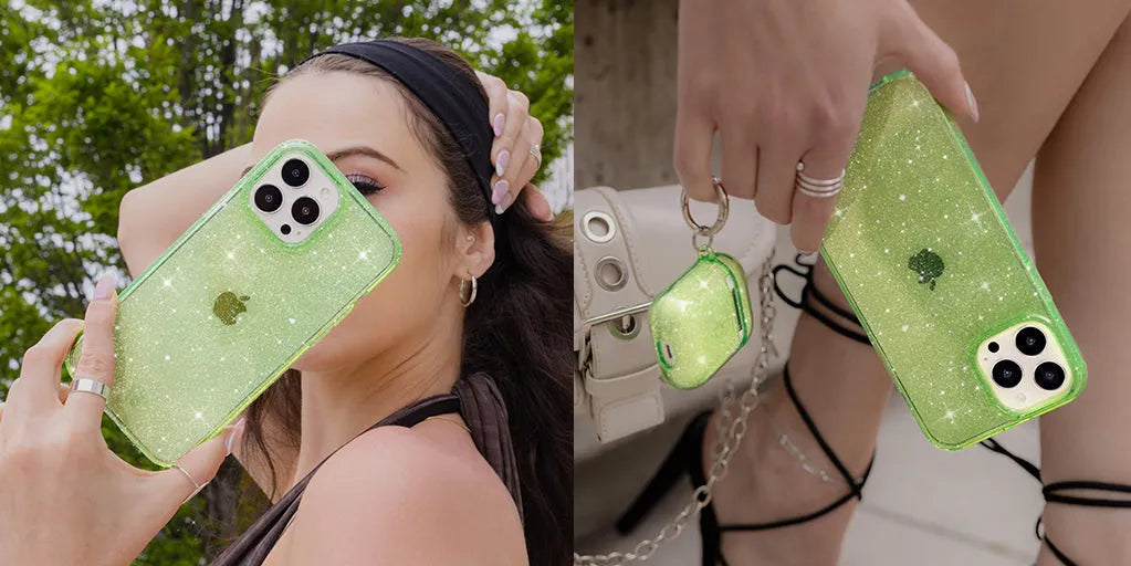 Lime Stardust Glitter iPhone Case
