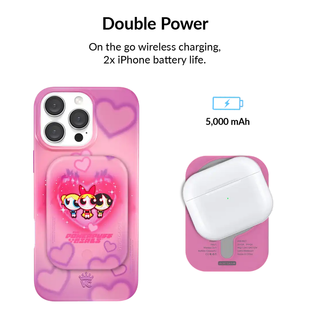 The Powerpuff Girls Airbrush Hearts Portable MagSafe Charger Power Pack