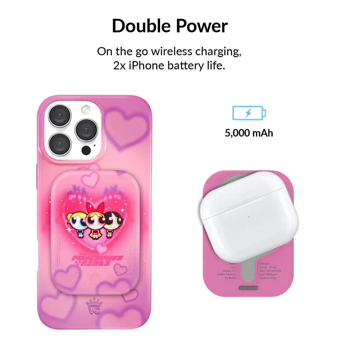 The Powerpuff Girls Airbrush Hearts Portable MagSafe Charger Power Pack