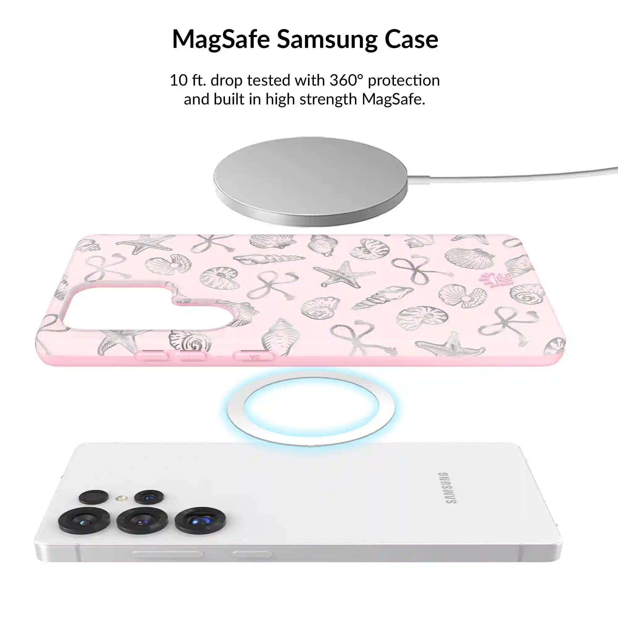 Pink Coastal Seashells Samsung Bundle Set