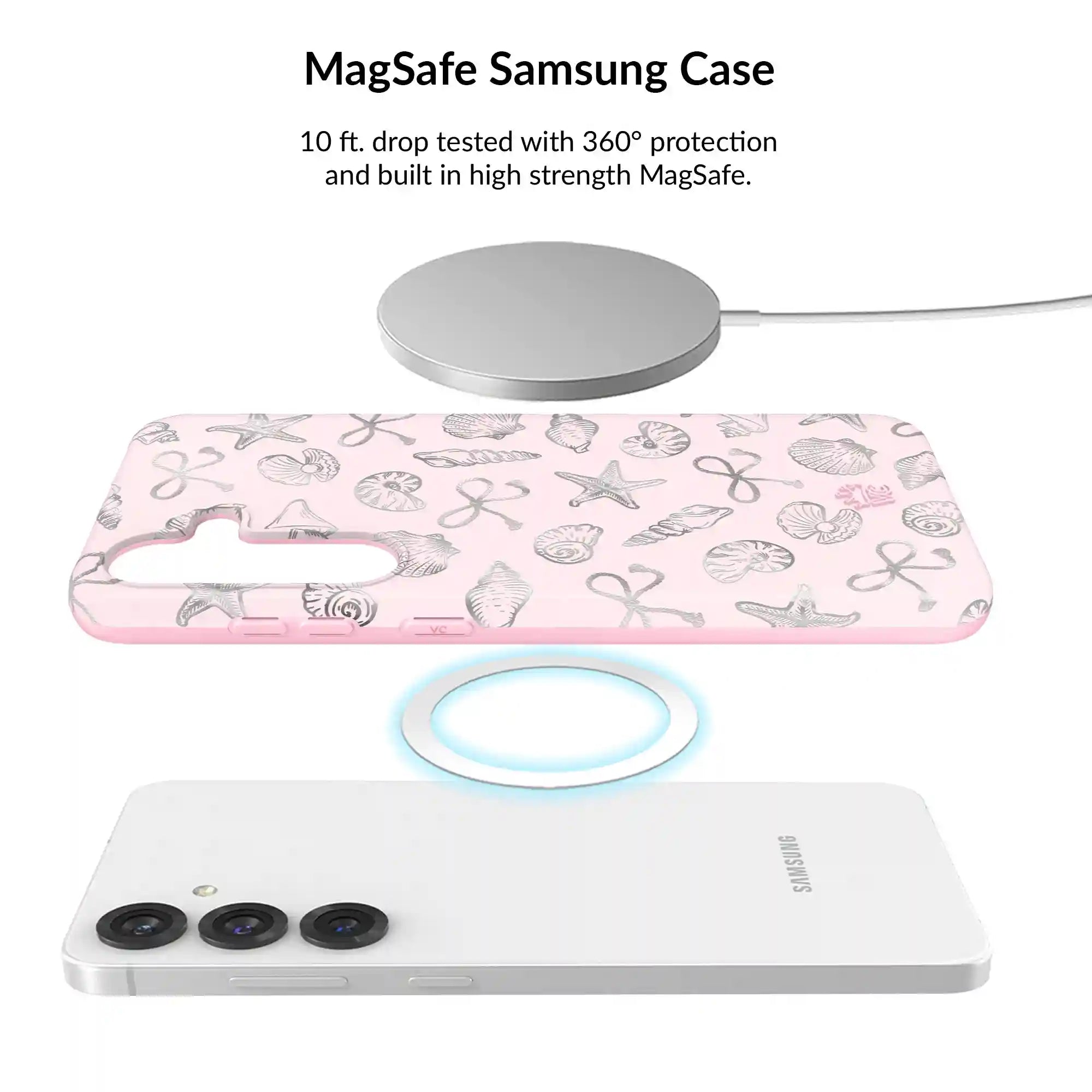 Pink Coastal Seashells Samsung Bundle Set