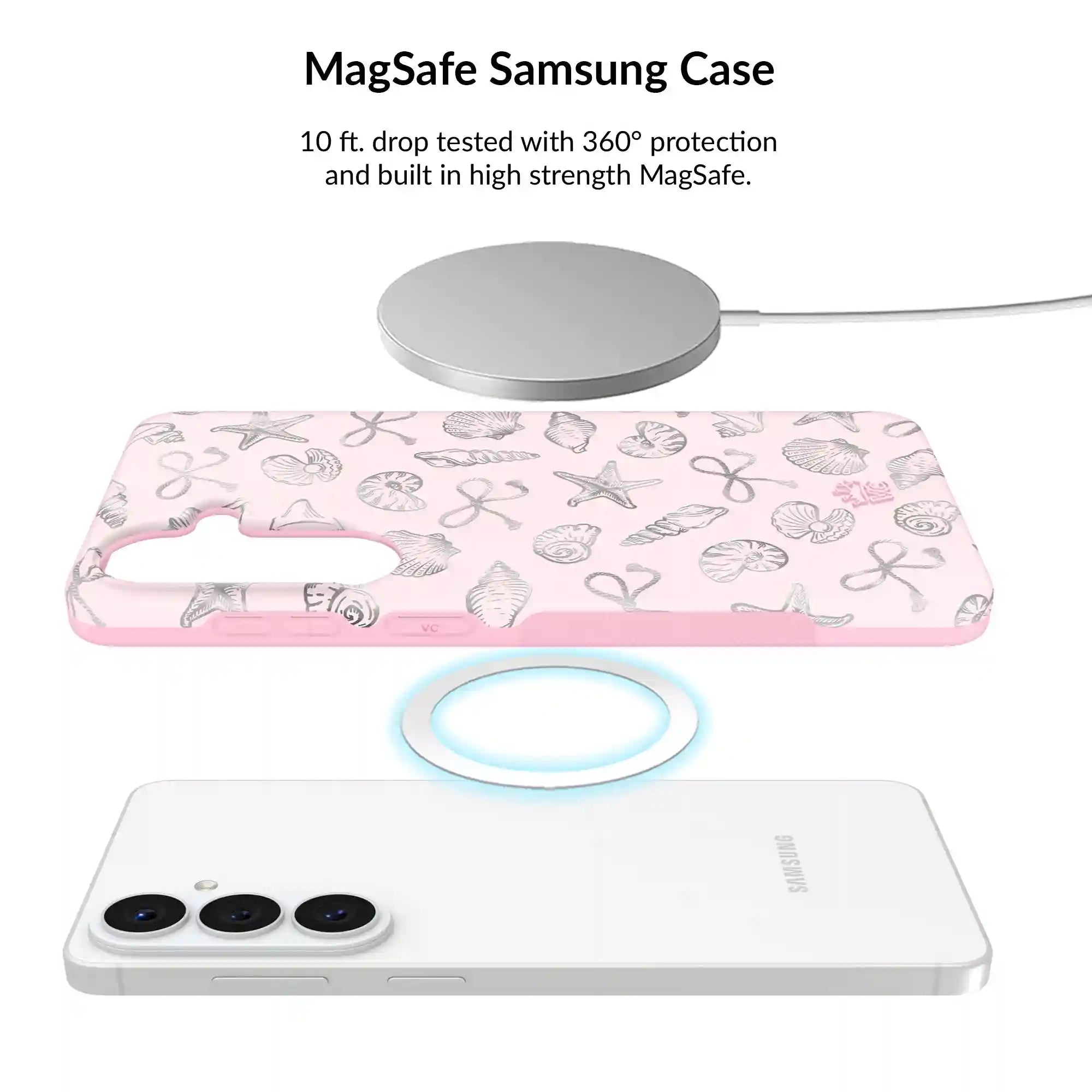 Pink Coastal Seashells Samsung Bundle Set