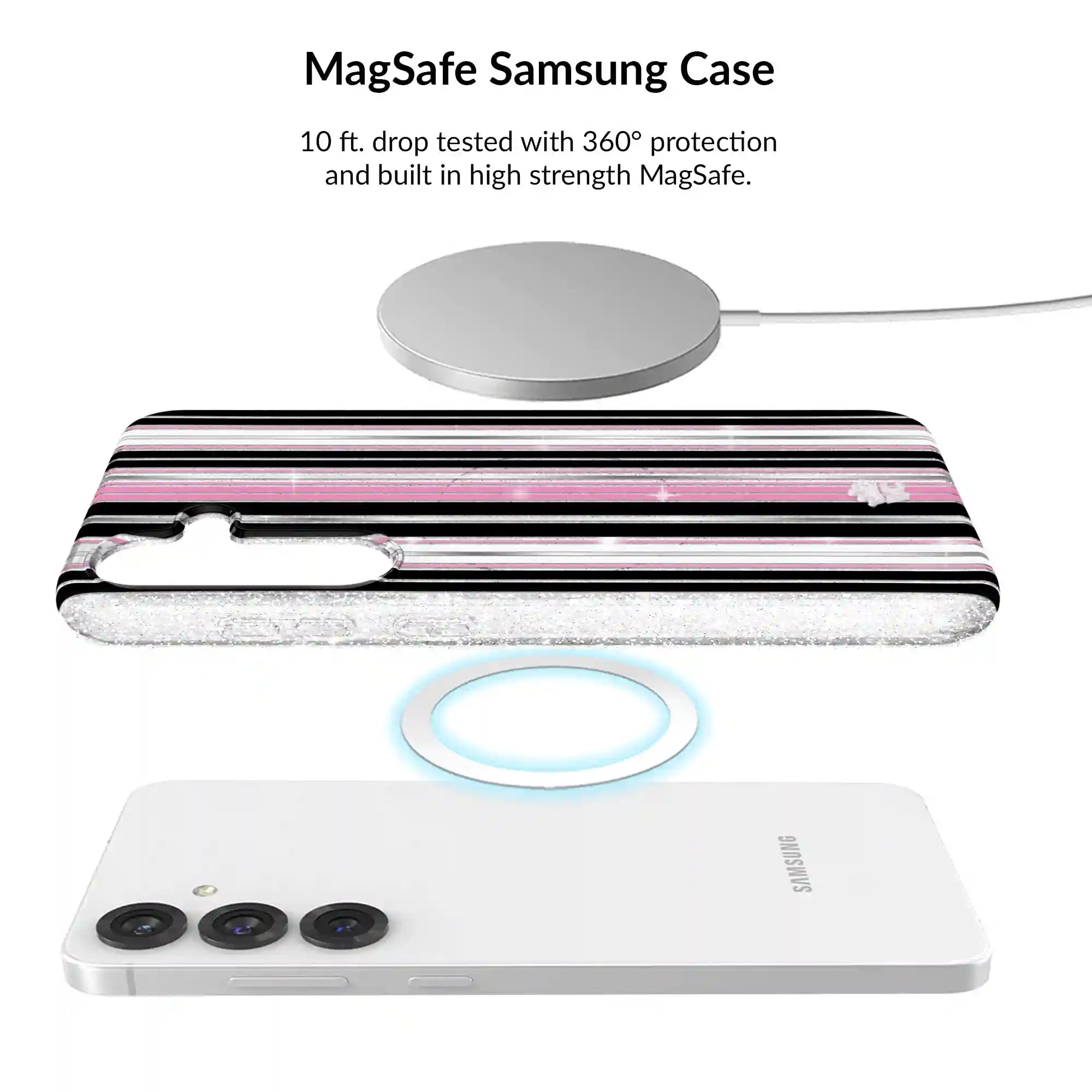 Pretty Punk Stripes Glitter Samsung Bundle Set