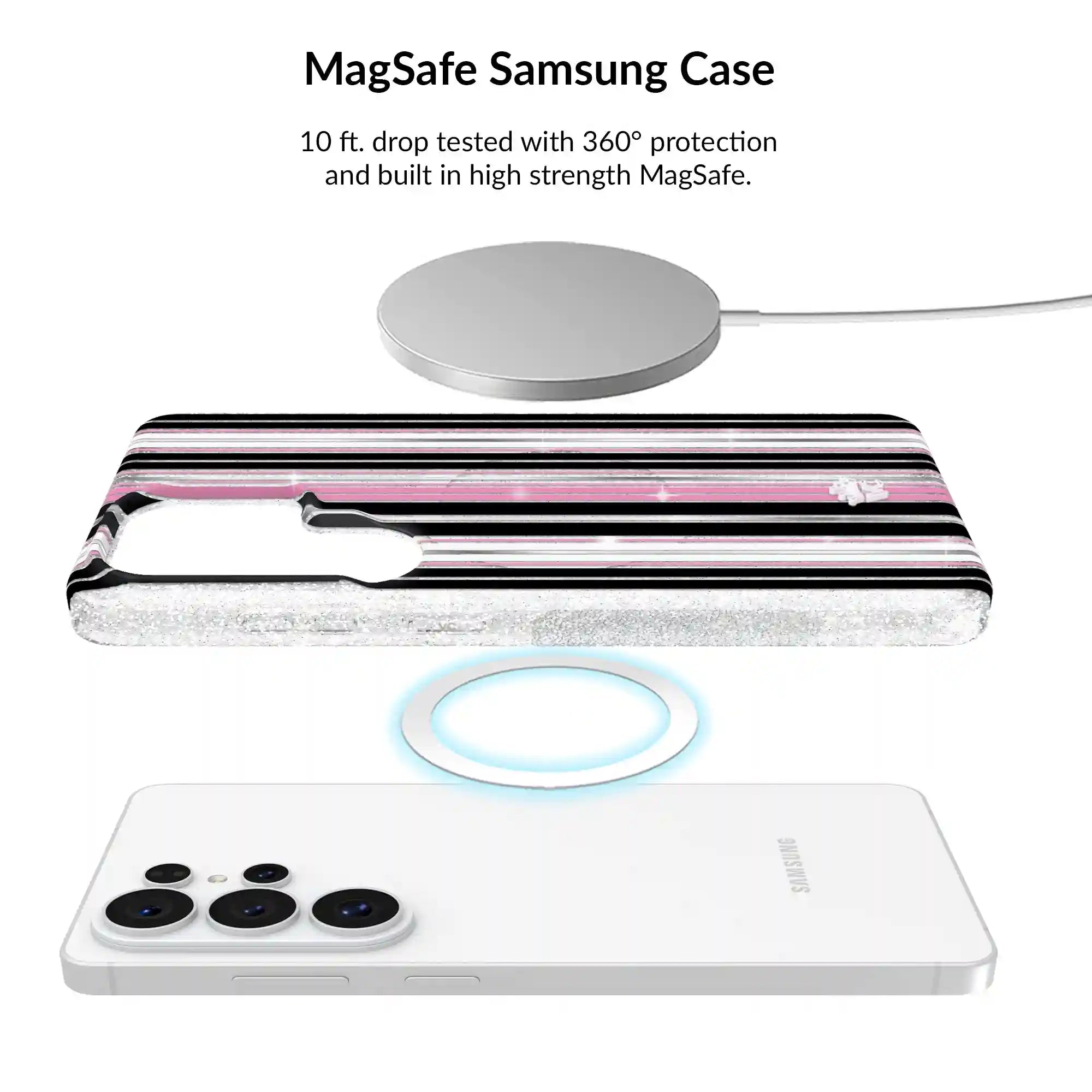 Pretty Punk Stripes Glitter Samsung Bundle Set