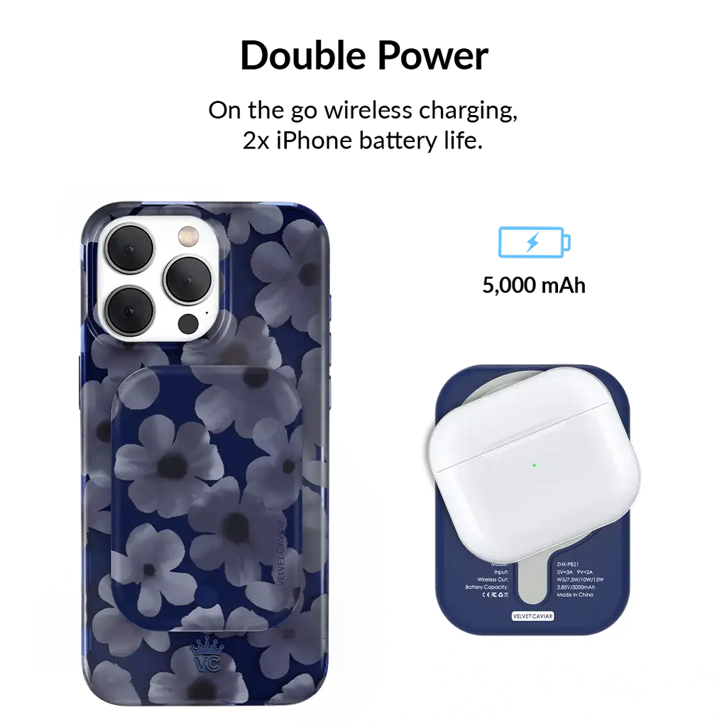 Midnight Blossom Portable MagSafe Charger Power Pack