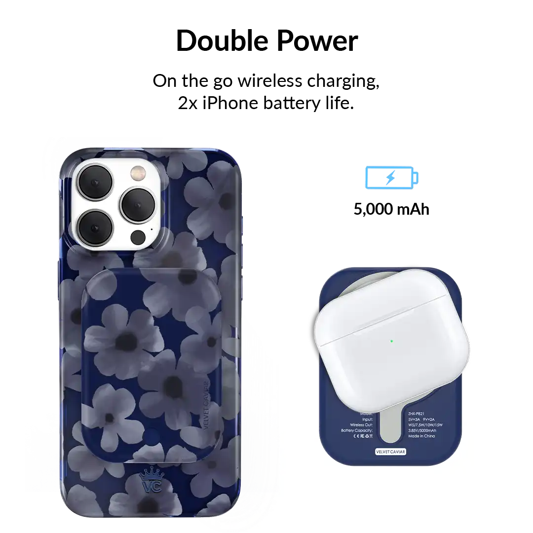 Midnight Blossom Portable MagSafe Charger Power Pack
