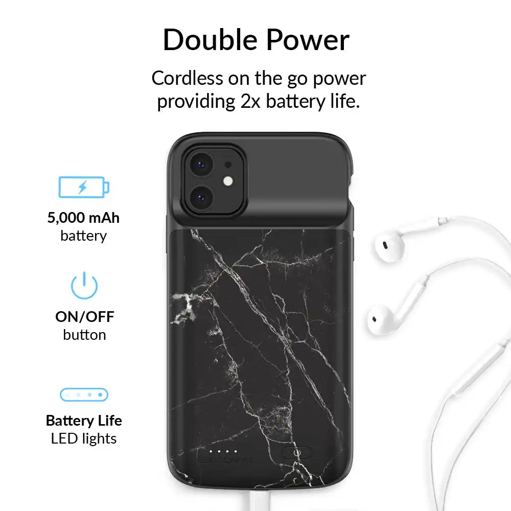Black Marble iPhone Charging Case