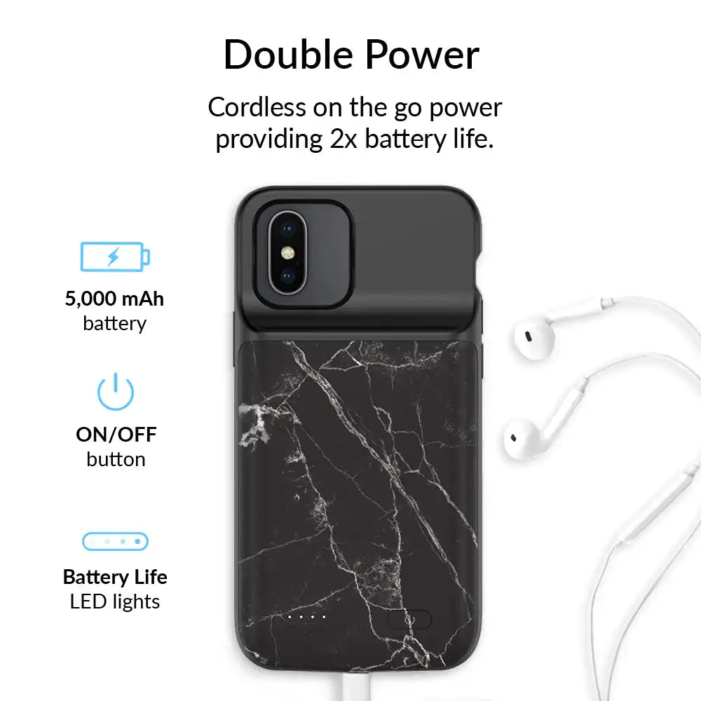 Black Marble iPhone Charging Case