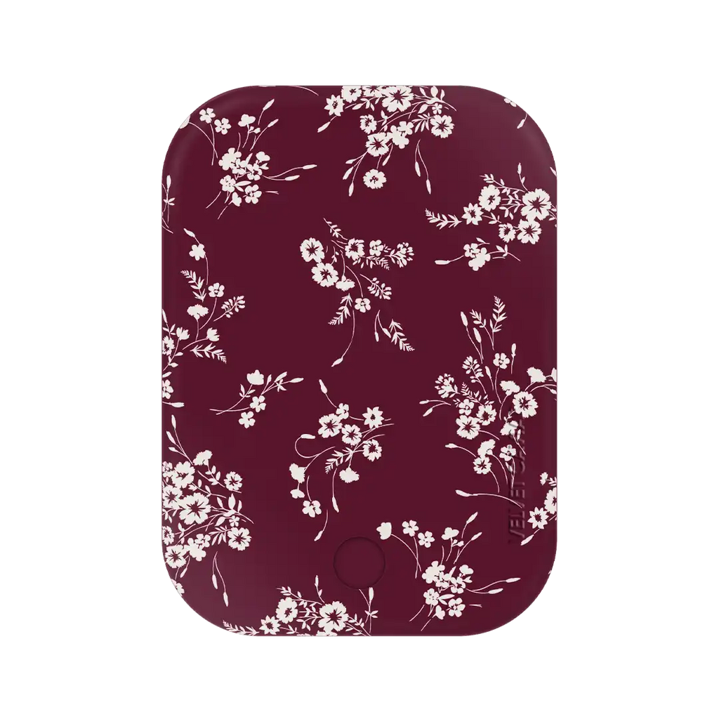 French Burgundy Floral Portable MagSafe Charger Power Pack