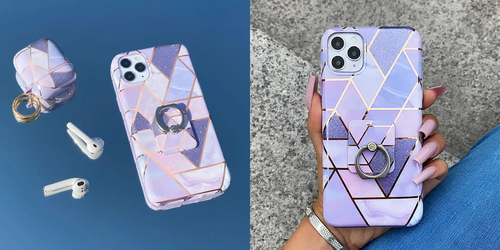 Purple Geometric Marble iPhone Case