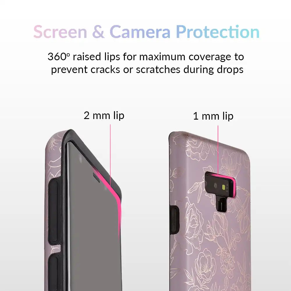 Dusty Rose Chrome Floral Samsung Galaxy Case