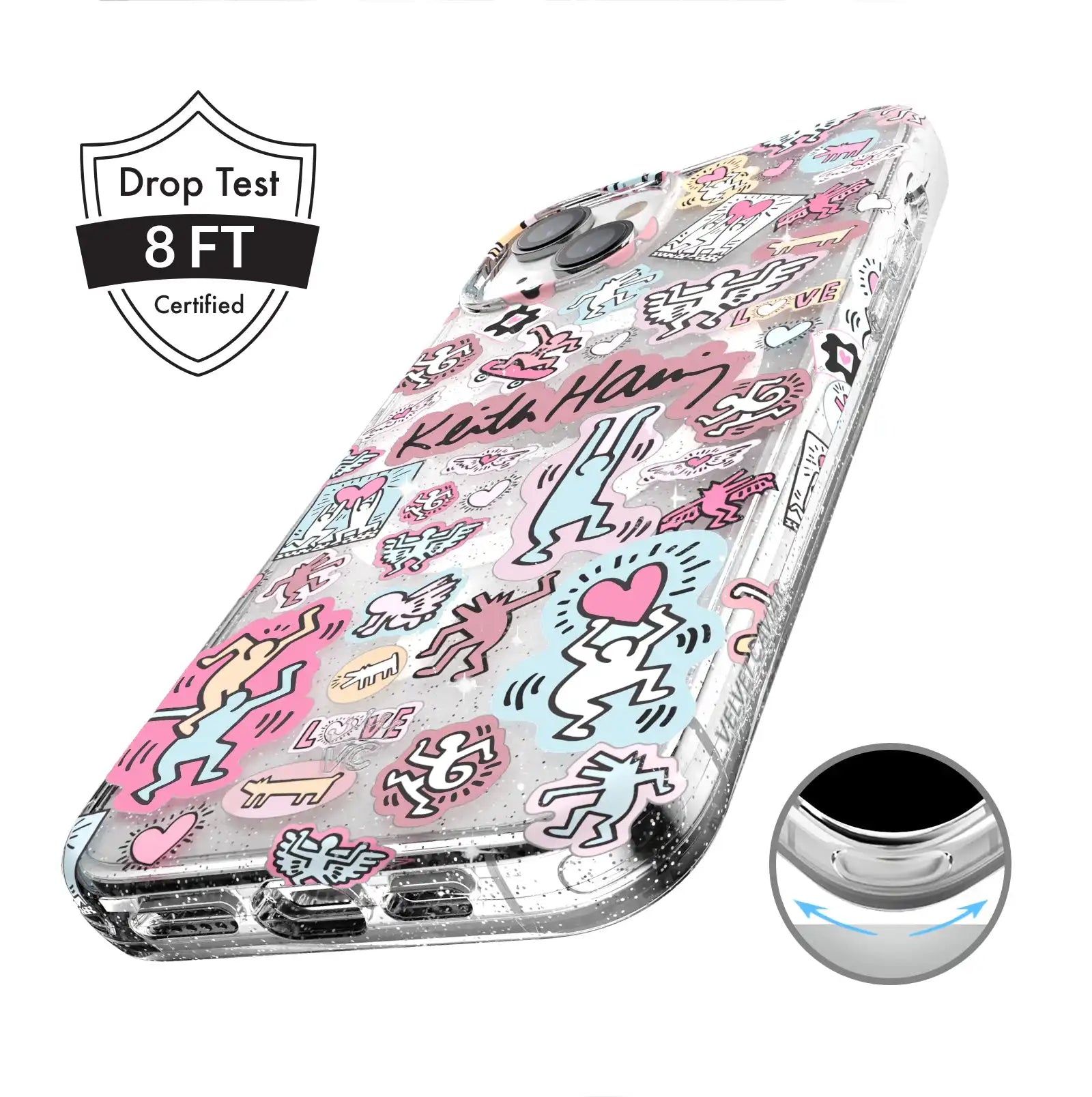 Keith Haring Pastel Glitter iPhone Case