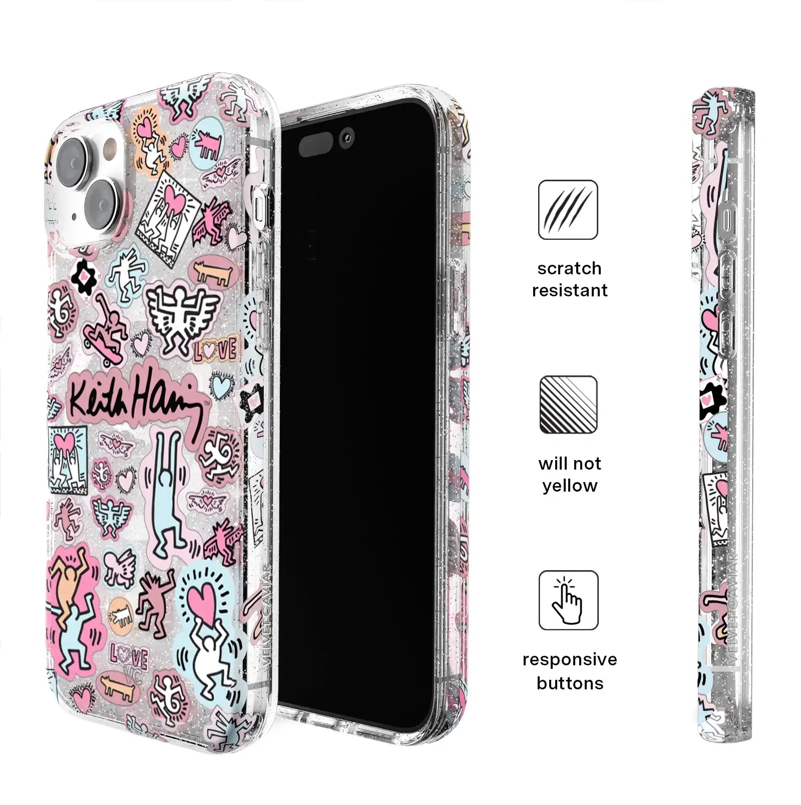 Keith Haring Pastel Glitter iPhone Case