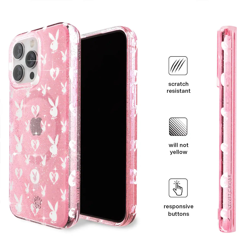 Playboy Pink Bunny Glitter iPhone Case