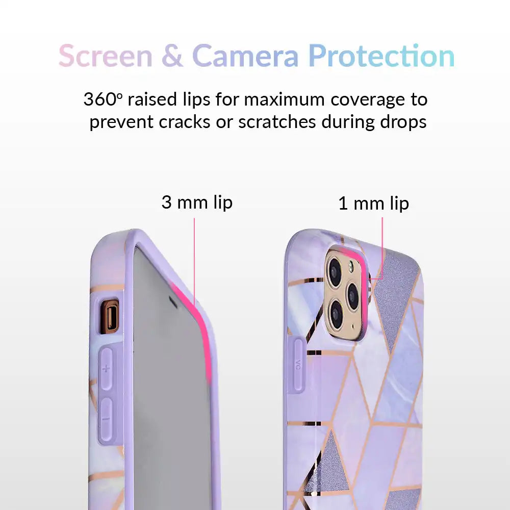 Purple Geometric Marble iPhone Case
