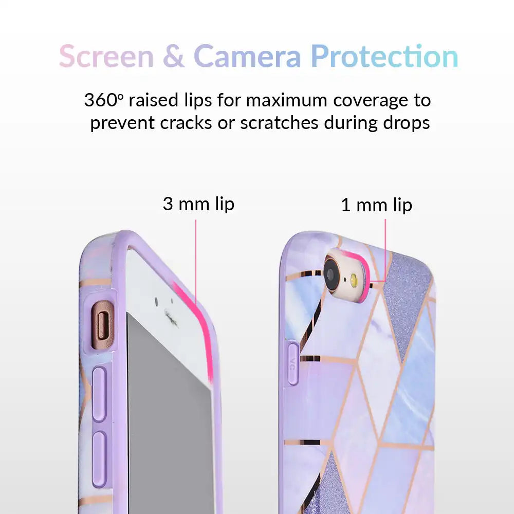 Purple Geometric Marble iPhone Case