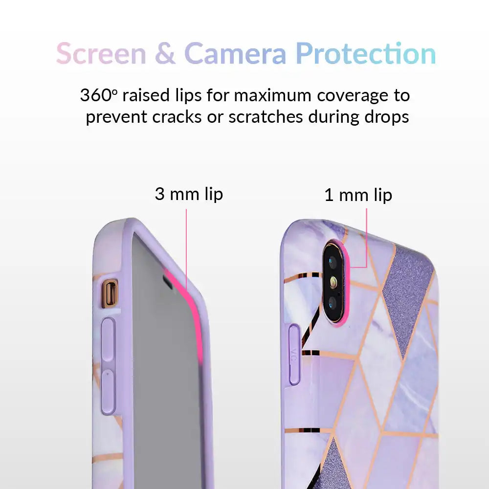 Purple Geometric Marble iPhone Case