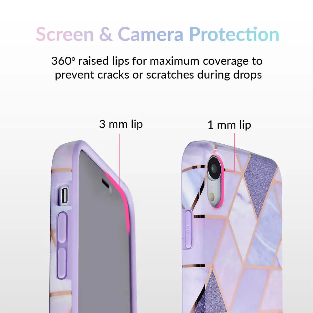 Purple Geometric Marble iPhone Case