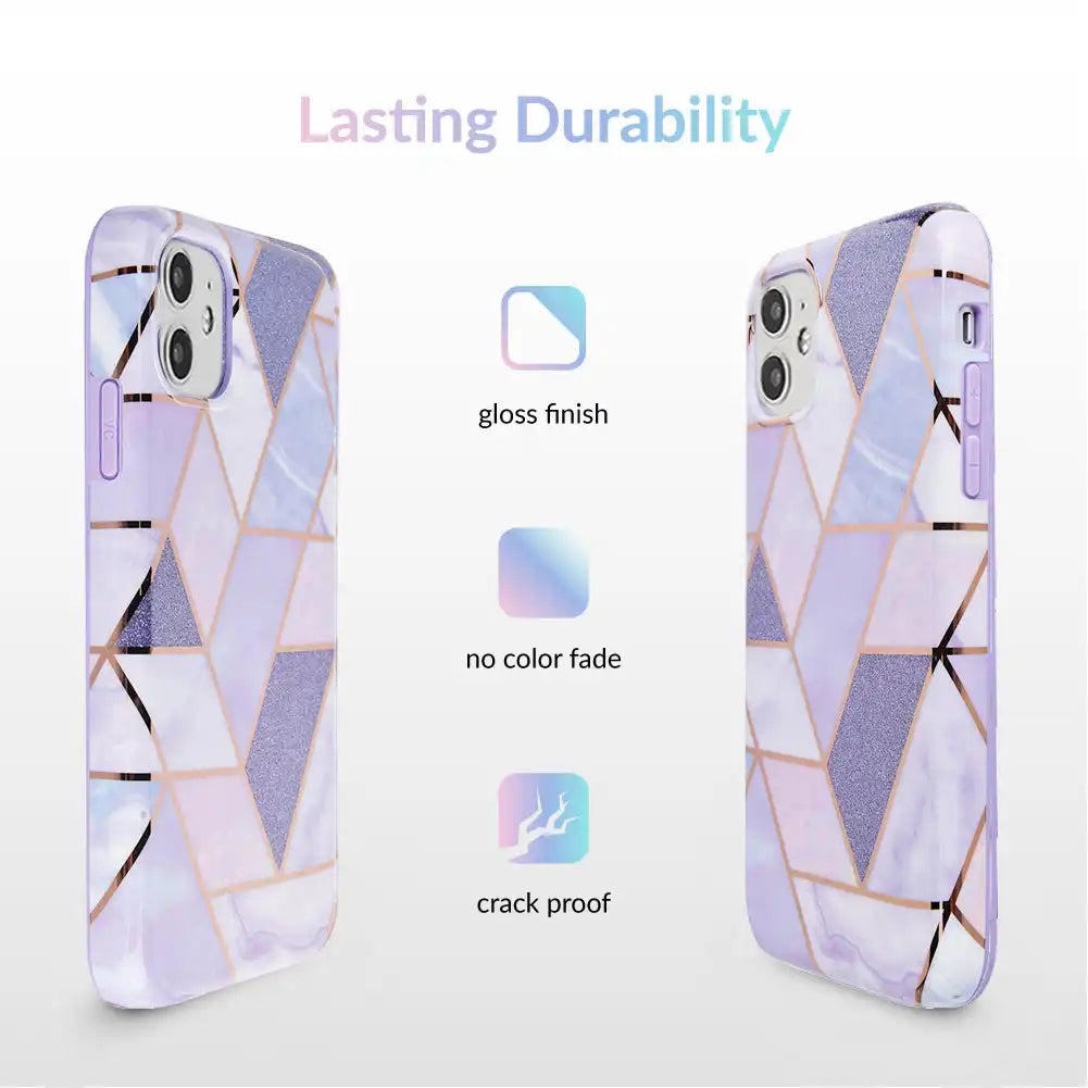 Purple Geometric Marble iPhone Case