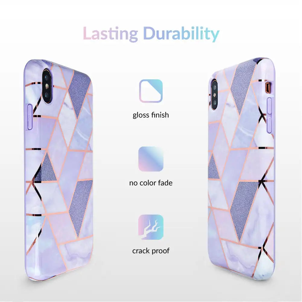 Purple Geometric Marble iPhone Case