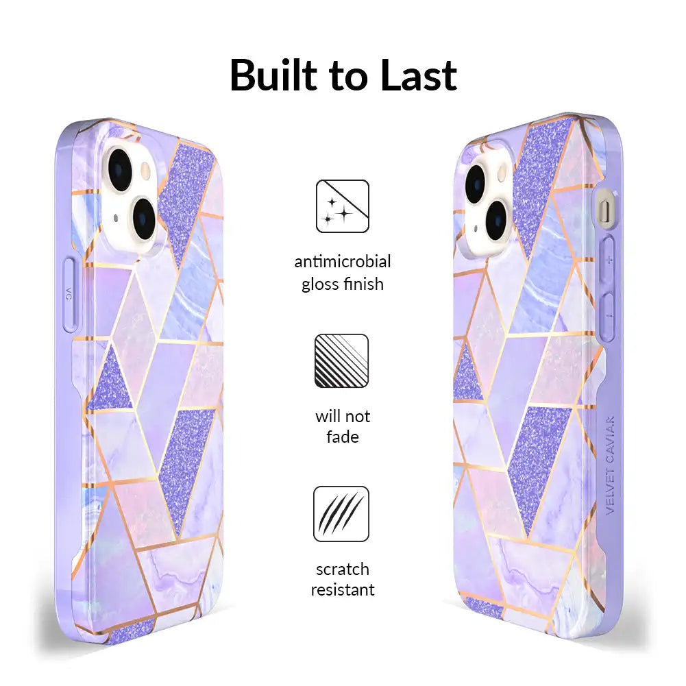 Purple Geometric Marble iPhone Case