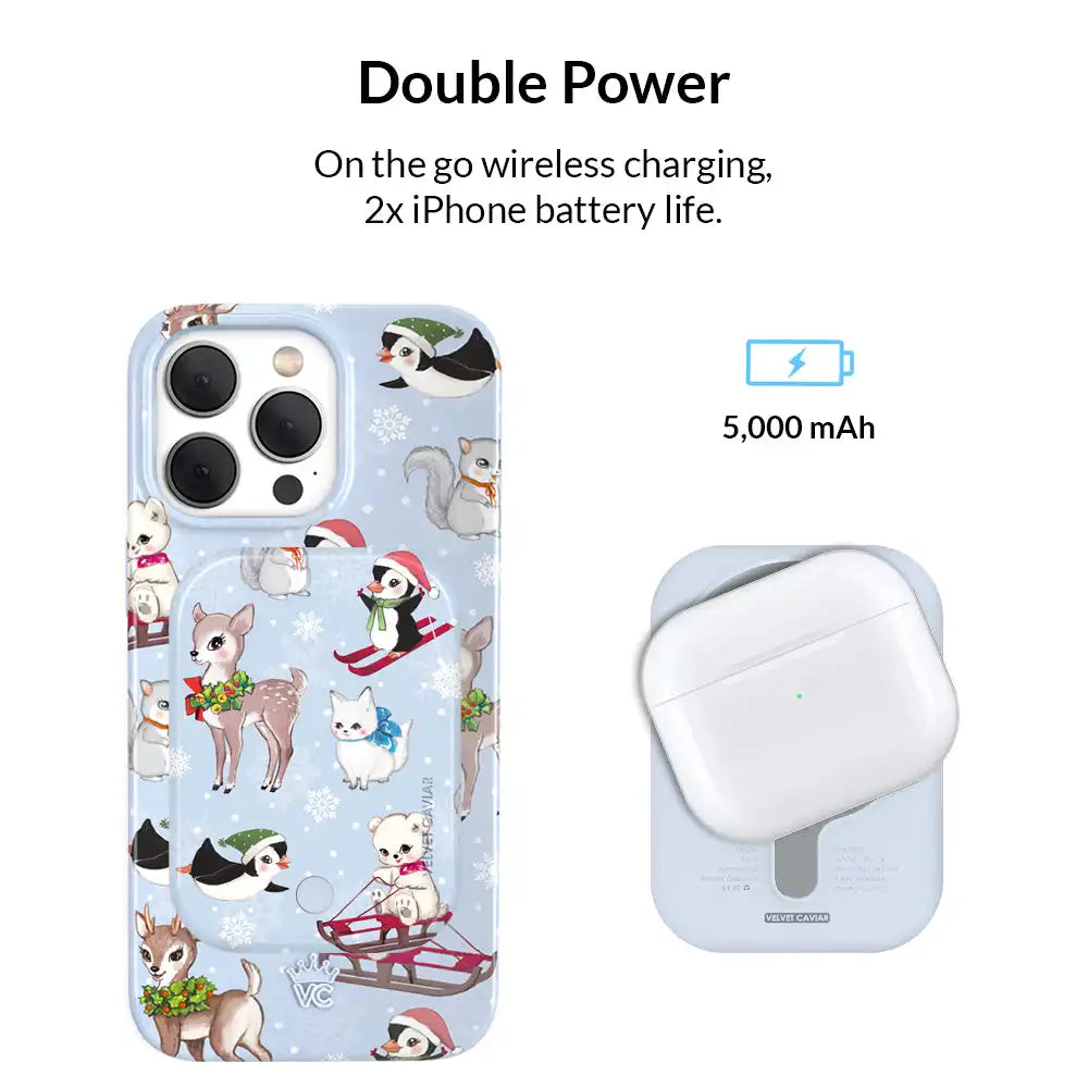 Winter Wonderland Baby Animals Portable MagSafe Charger Power Pack