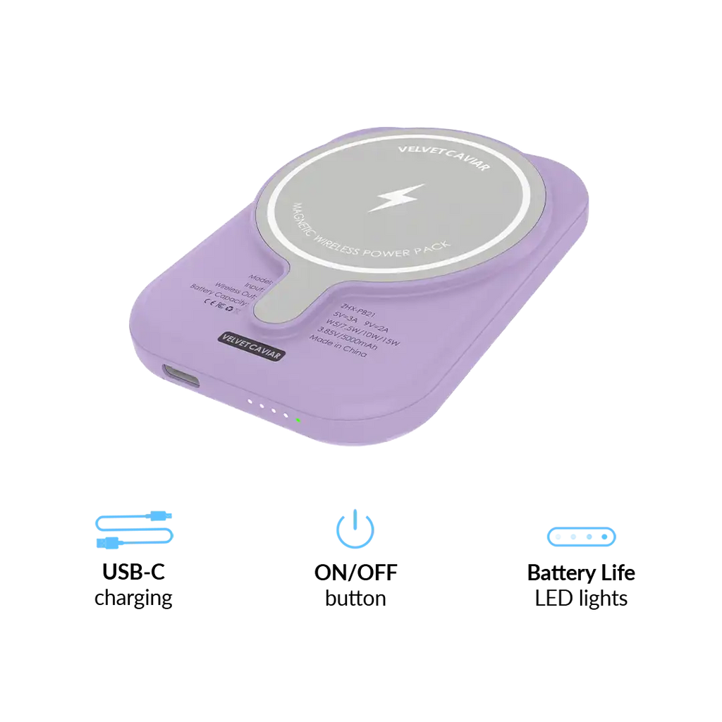 Lilac Leopard Portable MagSafe Charger Power Pack