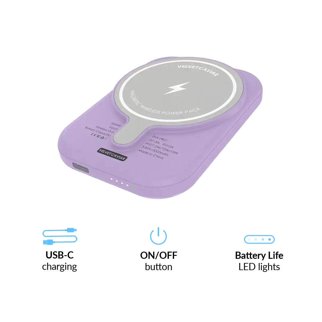 Lilac Leopard Portable MagSafe Charger Power Pack