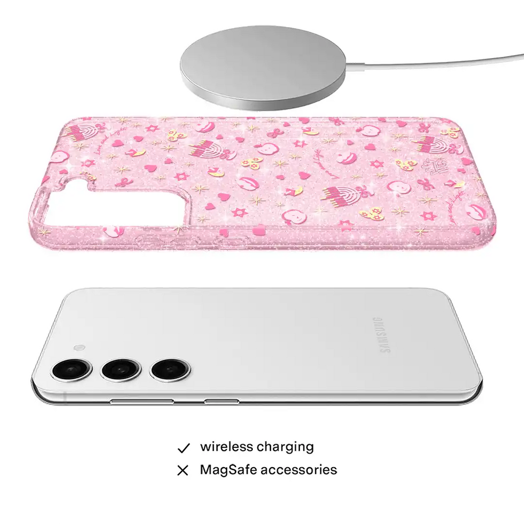 Pink Hanukkah Glitter Samsung Case