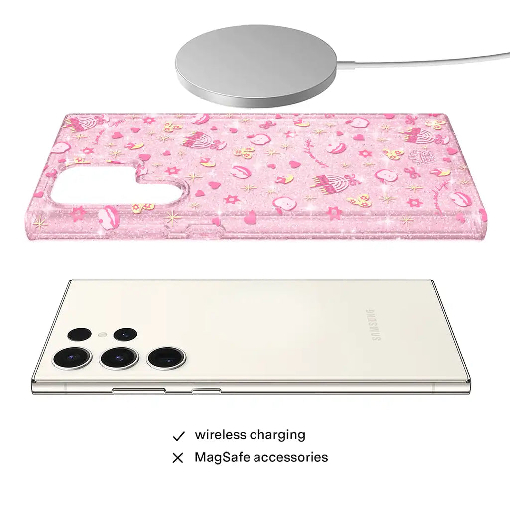 Pink Hanukkah Glitter Samsung Case