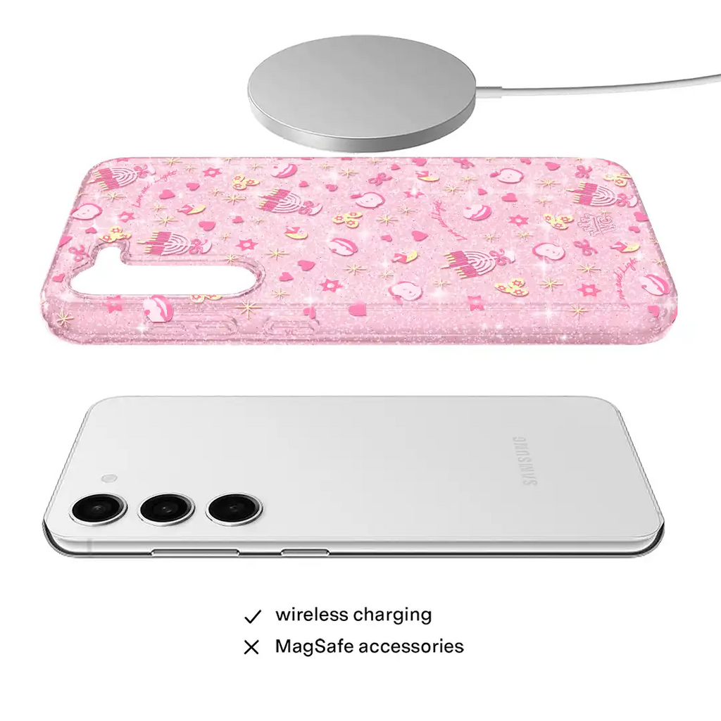 Pink Hanukkah Glitter Samsung Case