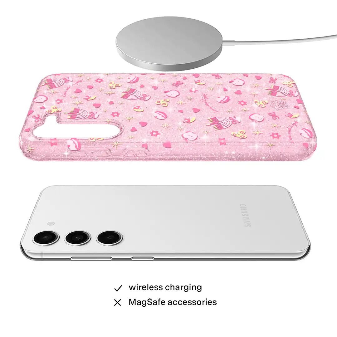Pink Hanukkah Glitter Samsung Case