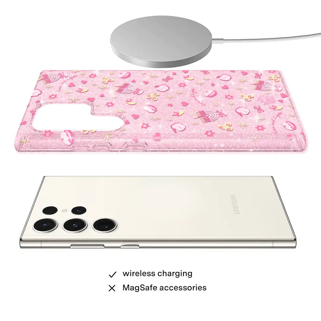 Pink Hanukkah Glitter Samsung Case