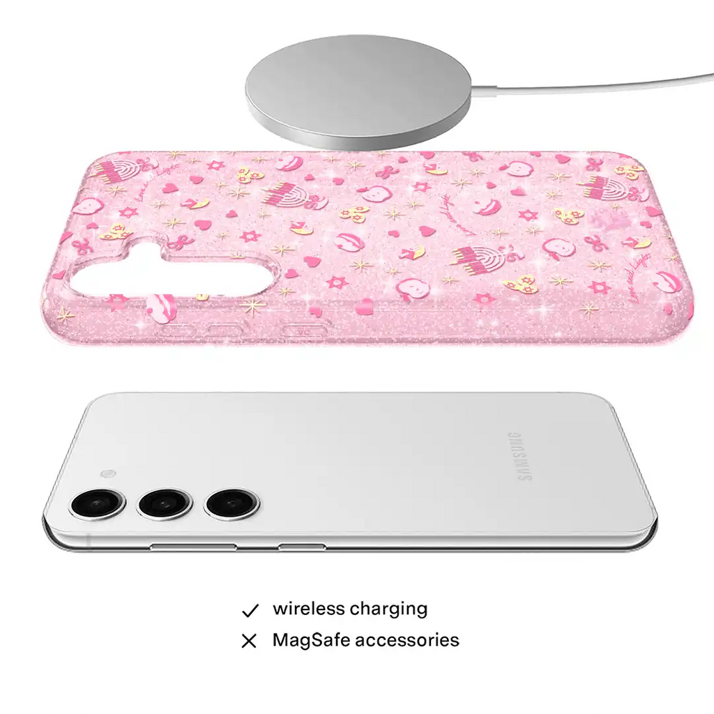 Pink Hanukkah Glitter Samsung Case