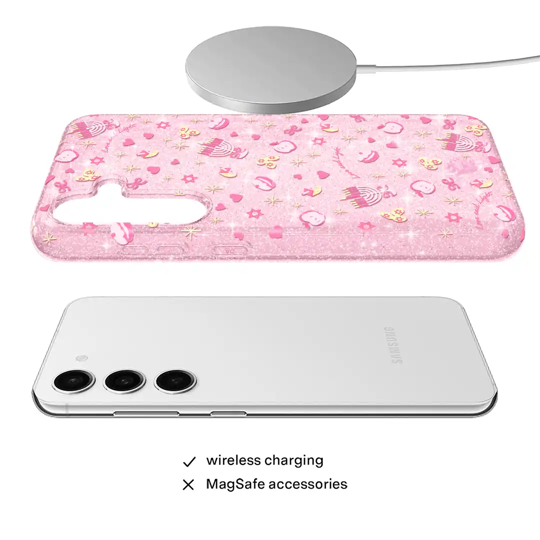 Pink Hanukkah Glitter Samsung Case