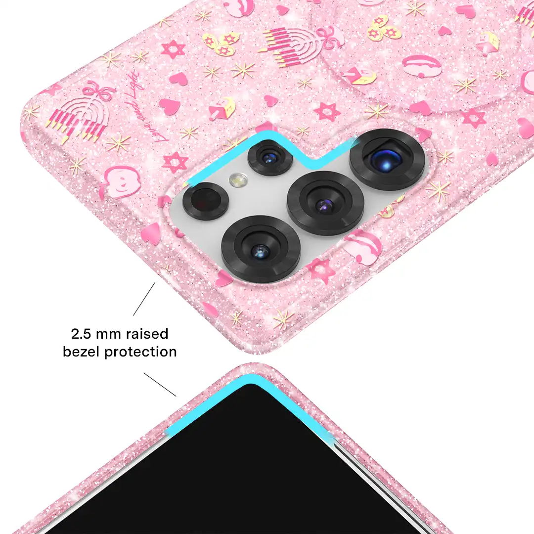 Pink Hanukkah Glitter Samsung Case