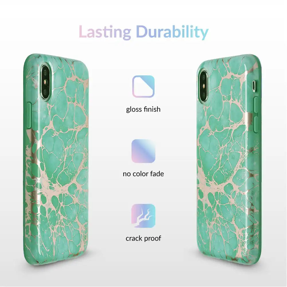 Turquoise Rose Gold Chrome iPhone Case