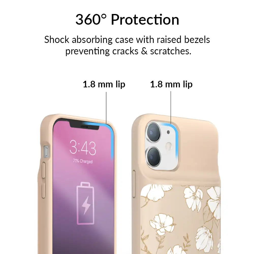 White Floral iPhone Charging Case